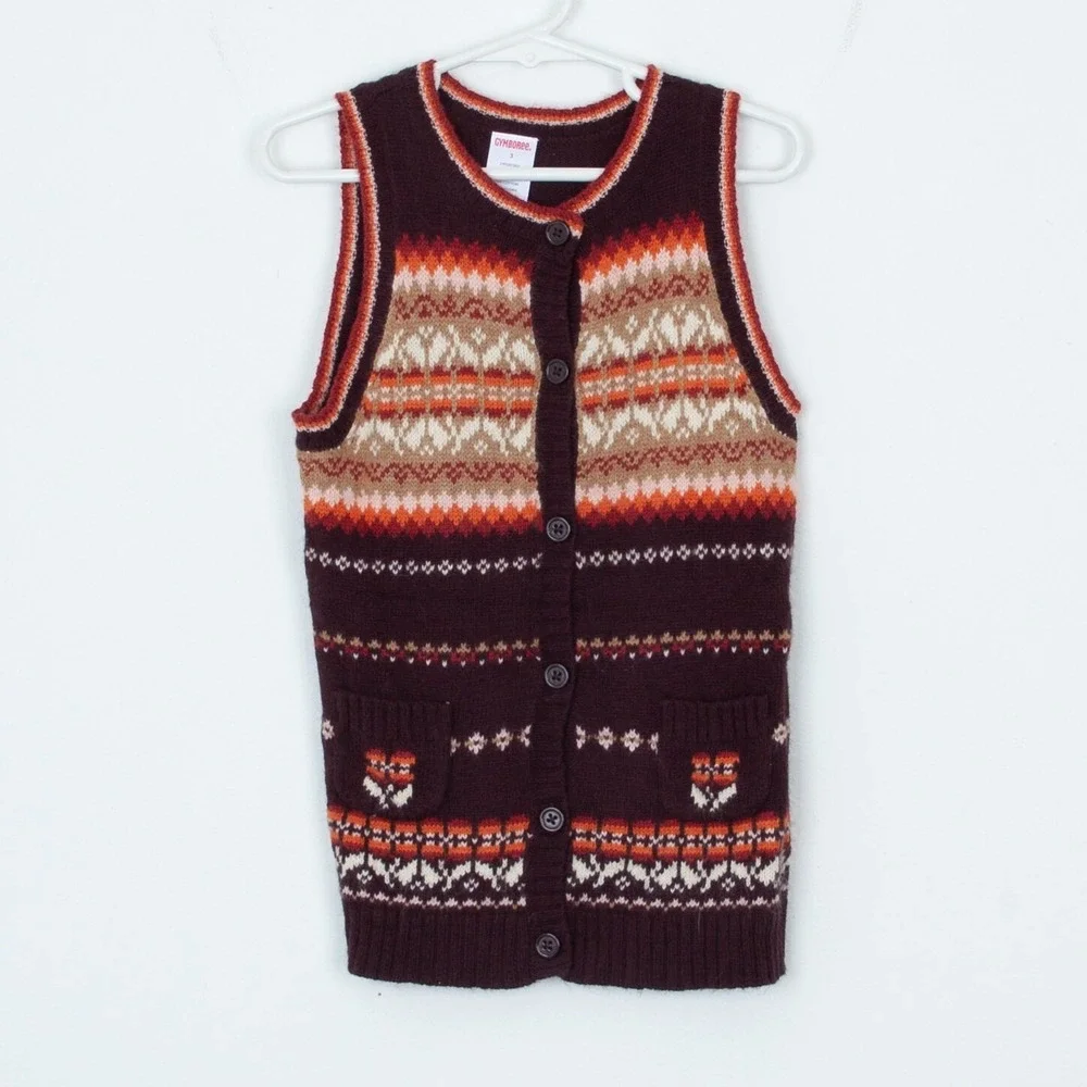 Gymboree‎ Girls Harvest Leaves Sweater Vest and Long Sleeve Shirt Size 3 Holiday